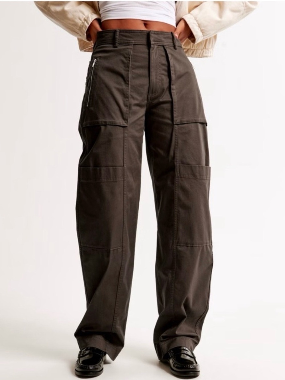 Abercrombie & Fitch Mid Rise Barrel Utility Pant, Green Size 26